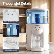 Devanti 5L Bench Top Water Cooler Dispenser with Filter 2 Taps Countertop Water Purifier