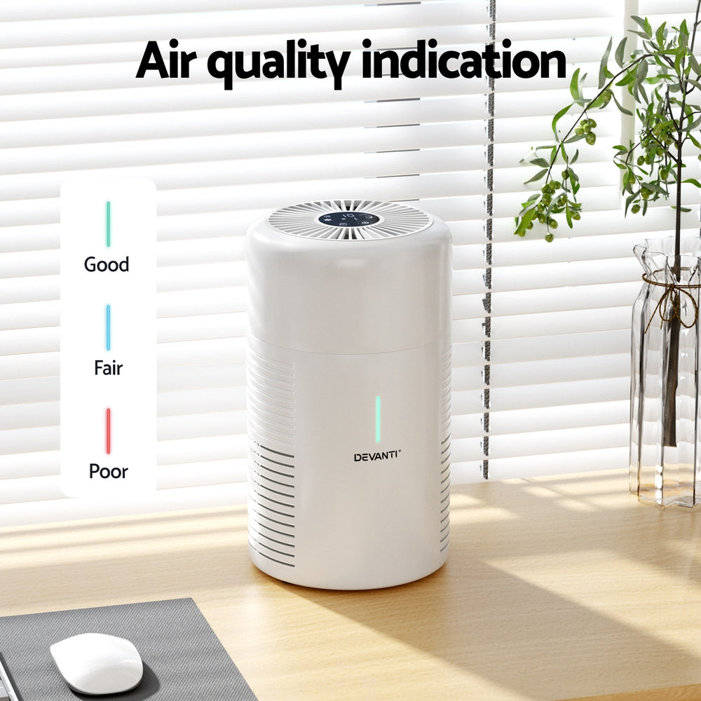 Devanti Air Purifier HEPA Filter Home Purifiers Dust Sensor PM2.5 Remover - Appliances > Aroma Diffusers & Humidifiers