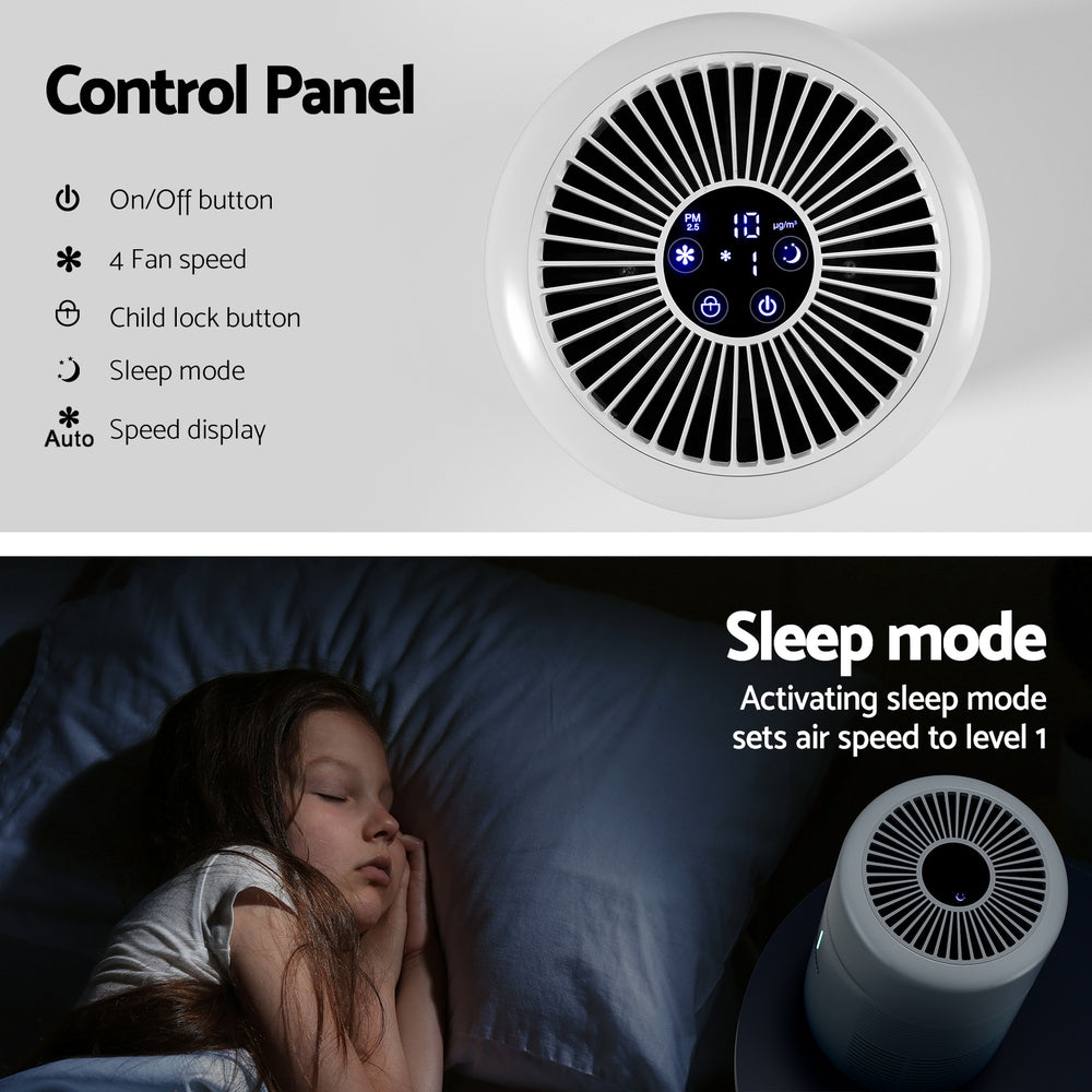 Devanti Air Purifier HEPA Filter Home Purifiers Dust Sensor PM2.5 Remover - Appliances > Aroma Diffusers & Humidifiers