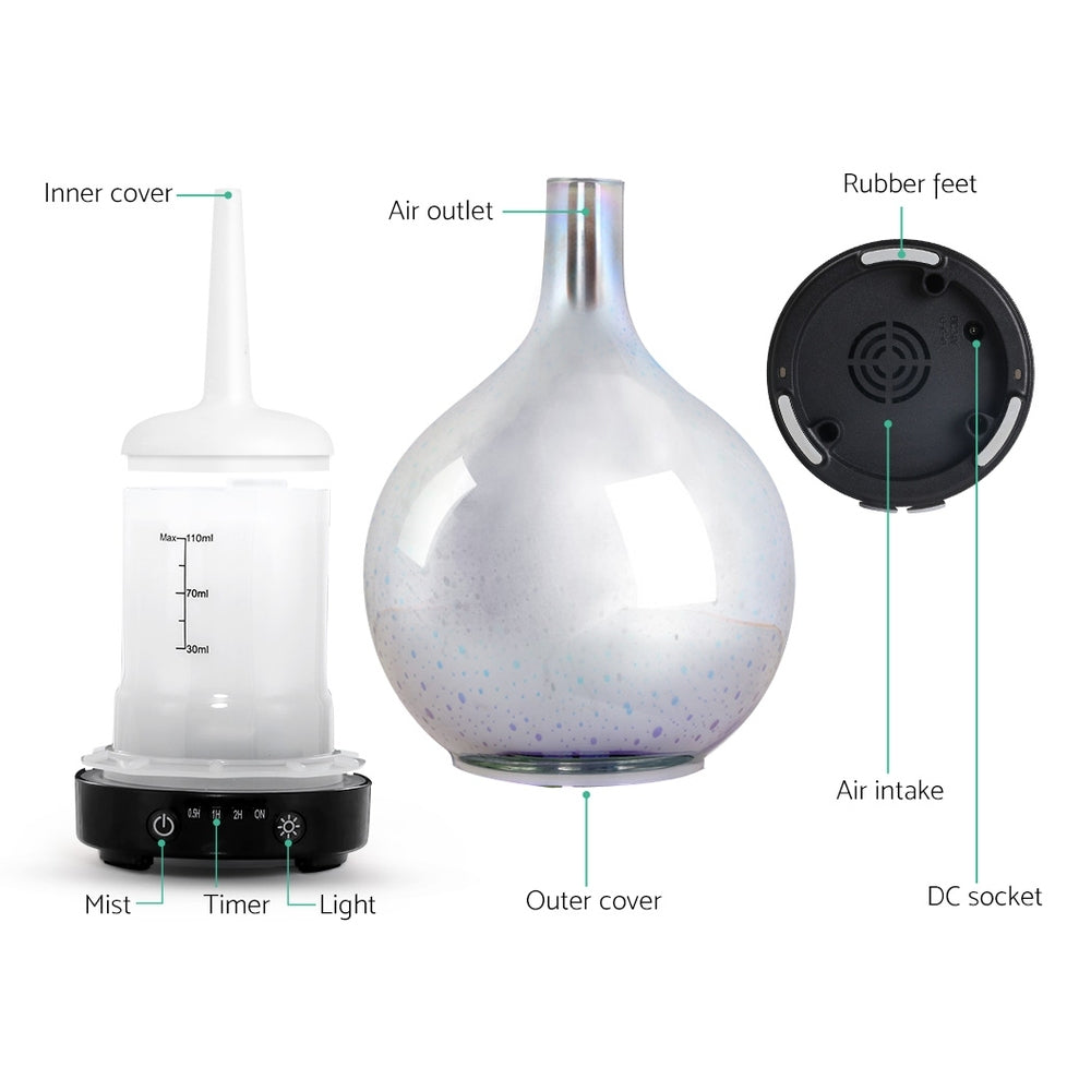 Devanti Aroma Diffuser Aromatherapy 3D Glass 100ml - Appliances > Aroma Diffusers & Humidifiers > Aroma Diffusers