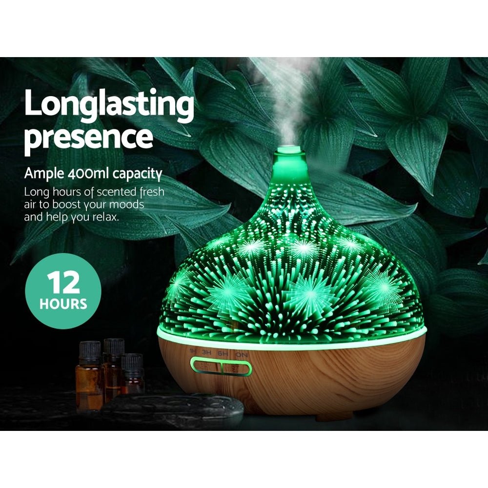 3D Glass Dome Essential Oil Diffuser with Color-Changing LED Lights by Devanti Aroma Diffuser