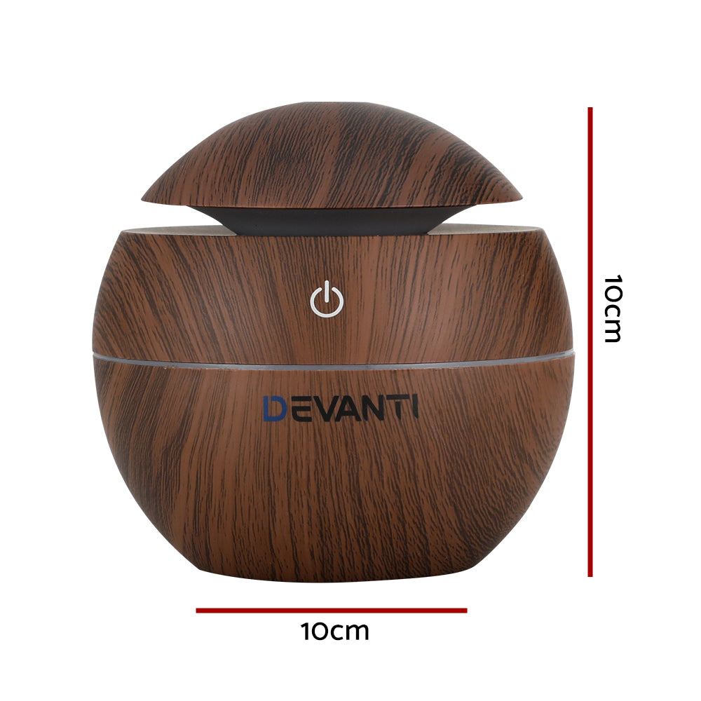 Devanti Aroma Diffuser Aromatherapy Dark Wood 130ml - Appliances > Aroma Diffusers & Humidifiers > Aroma Diffusers