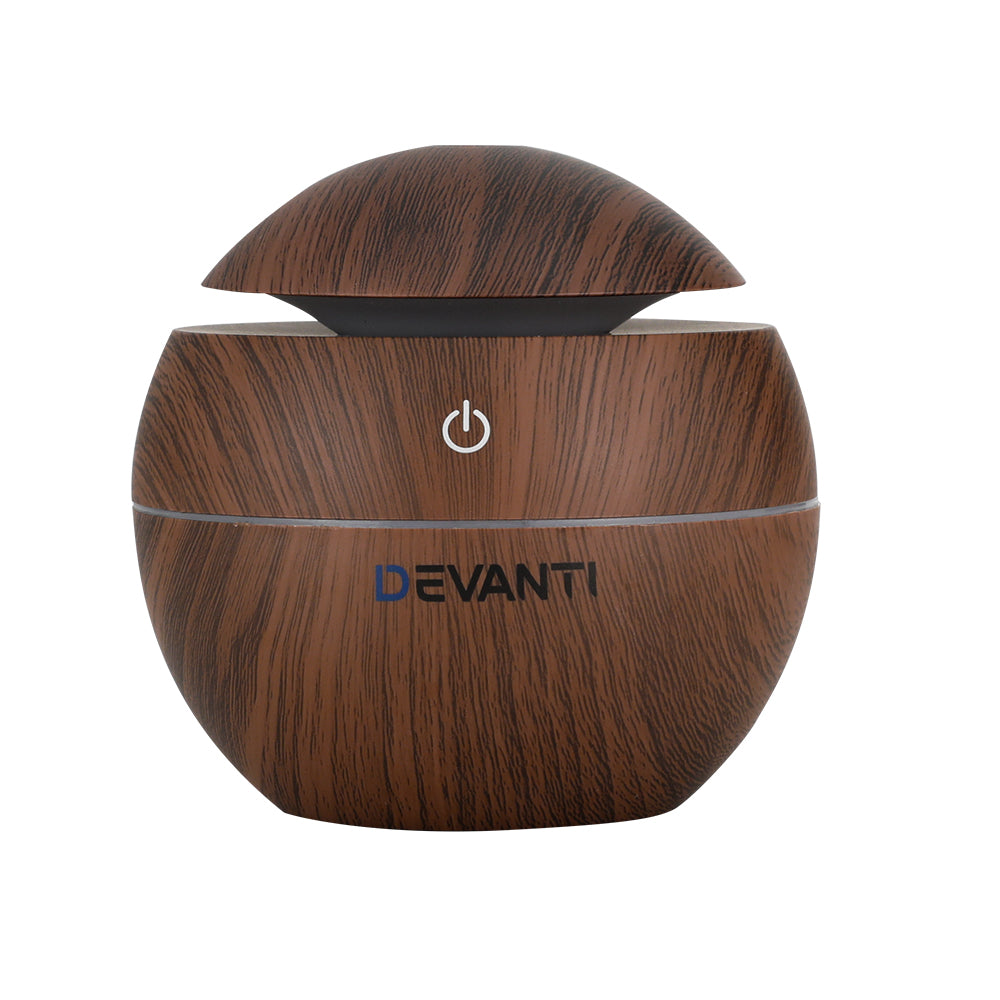 Devanti Aroma Diffuser Aromatherapy Dark Wood 130ml - Appliances > Aroma Diffusers & Humidifiers > Aroma Diffusers