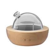 Devanti Aroma Diffuser with wooden base, clear dome top, and 7-colour LED night light