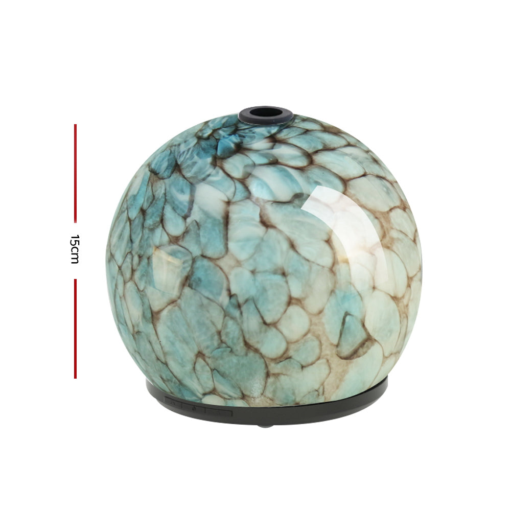 Spherical turquoise and cream mosaic vase for Devanti Aroma Diffuser with timer settings