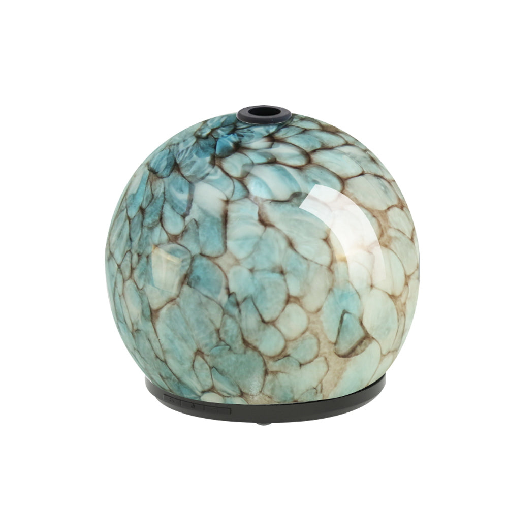 Spherical mosaic vase in turquoise and cream with dark base for Aroma Diffuser 240ml