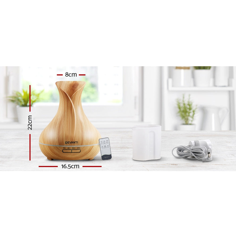 Devanti Aroma Diffuser Aromatherapy Light Wood 400ml - Appliances > Aroma Diffusers & Humidifiers > Aroma Diffusers