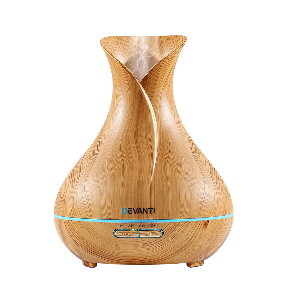 Devanti Aroma Diffuser Aromatherapy Light Wood 400ml - Appliances > Aroma Diffusers & Humidifiers > Aroma Diffusers