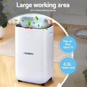 Devanti Dehumidifier 20L Air Purifier White - Appliances > Aroma Diffusers & Humidifiers > Dehumidifiers