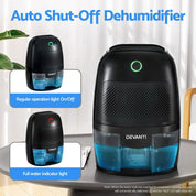 Devanti Dehumidifier 600ML Air Purifier Black - Appliances > Aroma Diffusers & Humidifiers > Dehumidifiers