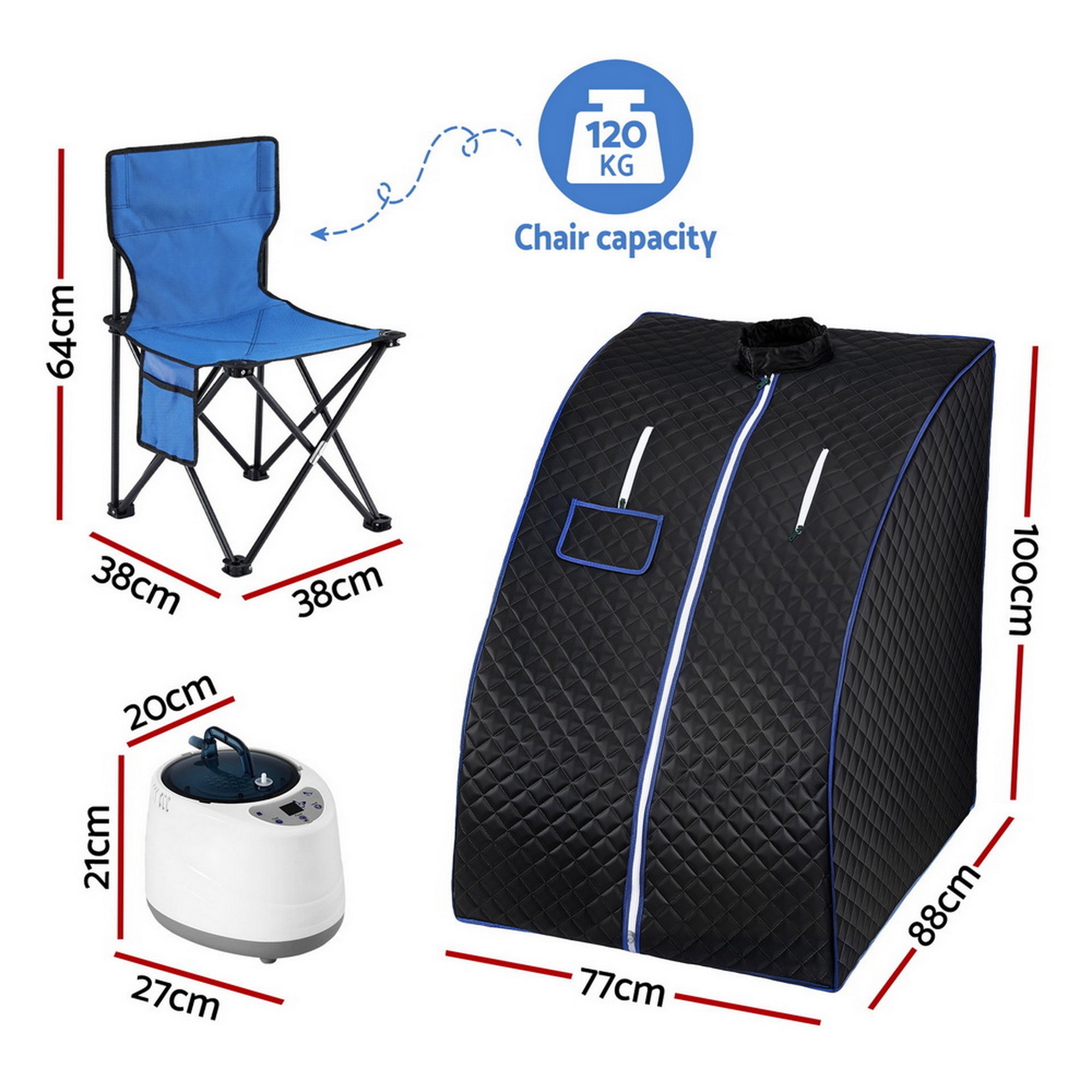 Devanti home steam portable Premium Home Sauna Tent and chair