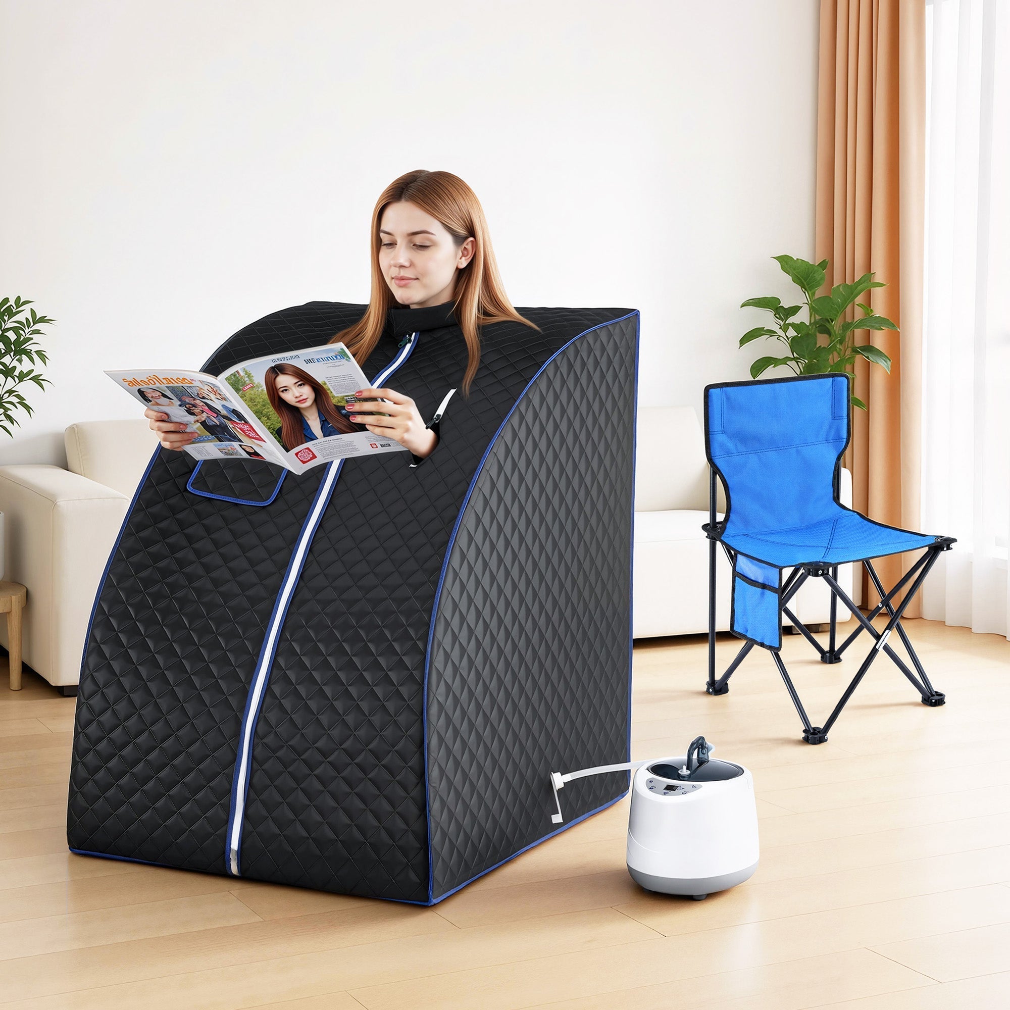 Devanti home steam portable Premium Home Sauna Tent and chair