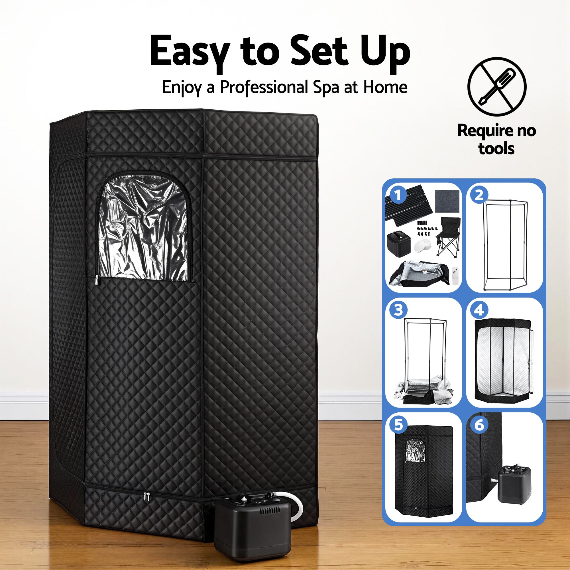 Devanti home steam portable Premium Home Sauna Tent and chair