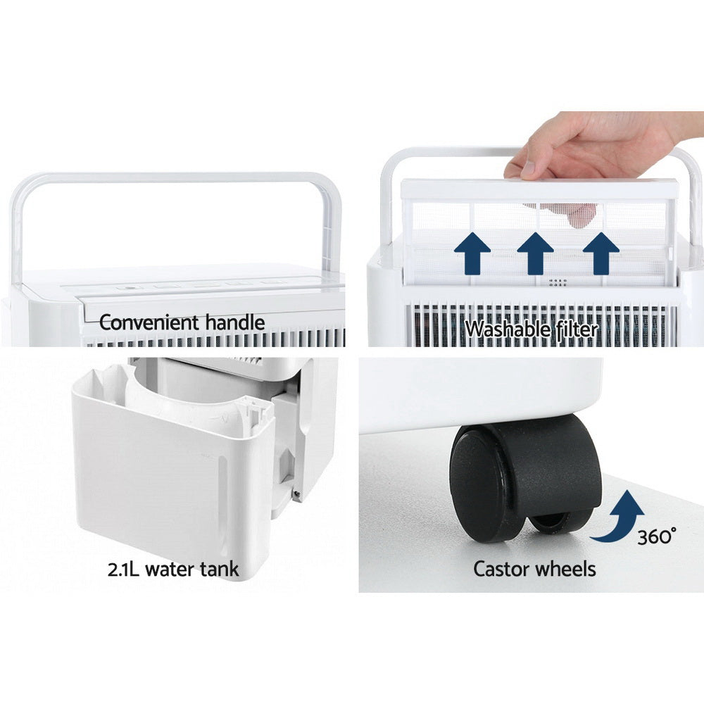 Devanti Dehumidifier 12L Air Purifier White - Appliances > Aroma Diffusers & Humidifiers > Dehumidifiers