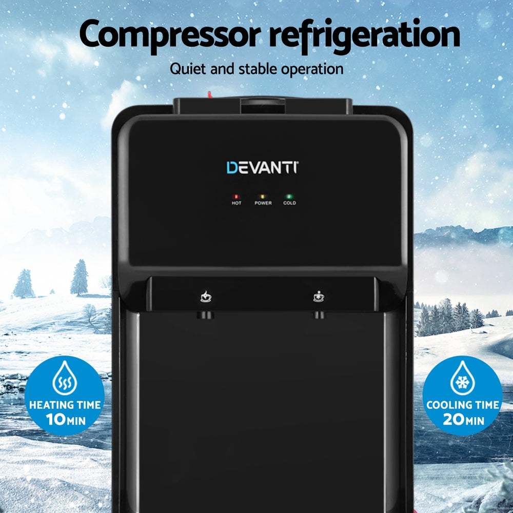 Devanti Premium Water Cooler Dispenser 22L Bench Top Chiller Purifier Filter Hot Cold Black