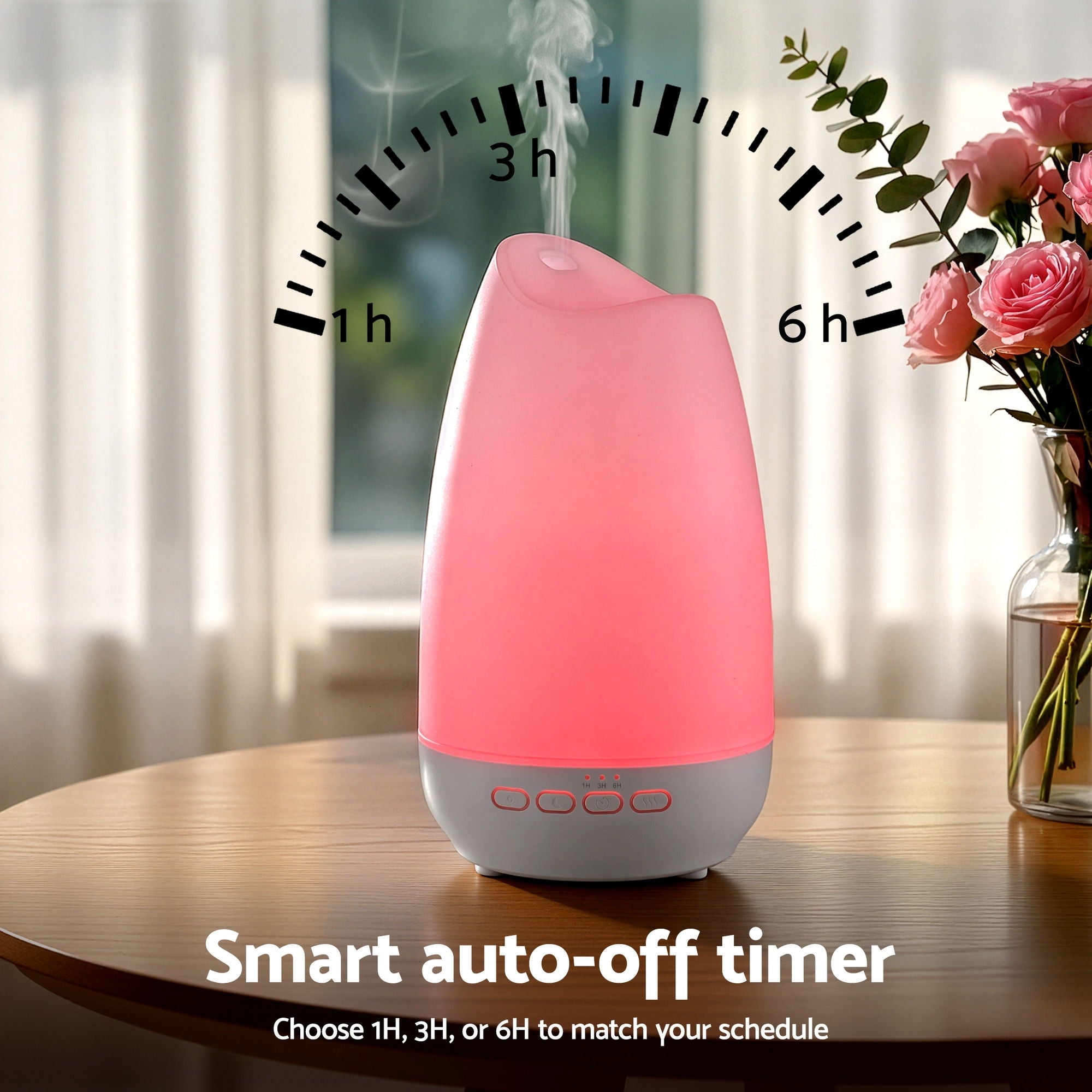 Devanti Ultrasonic Essential Oil Premium Aromatherapy Diffuser Aromatherapy Cool Mist Humidifier w/ LED Light 300ml