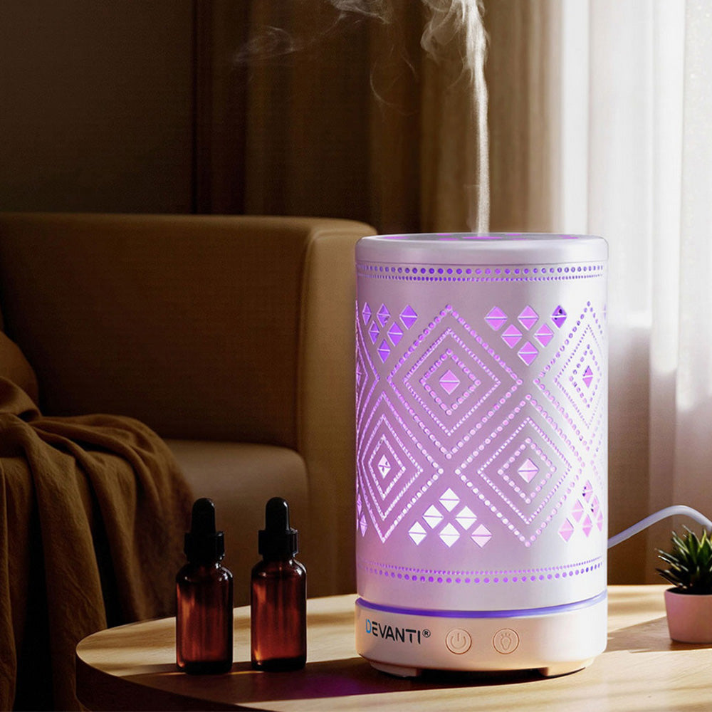 Devanti Ultrasonic Premium Aromatherapy Diffuser Aromatherapy 100ml LED Lights Iron Humidifier Forest
