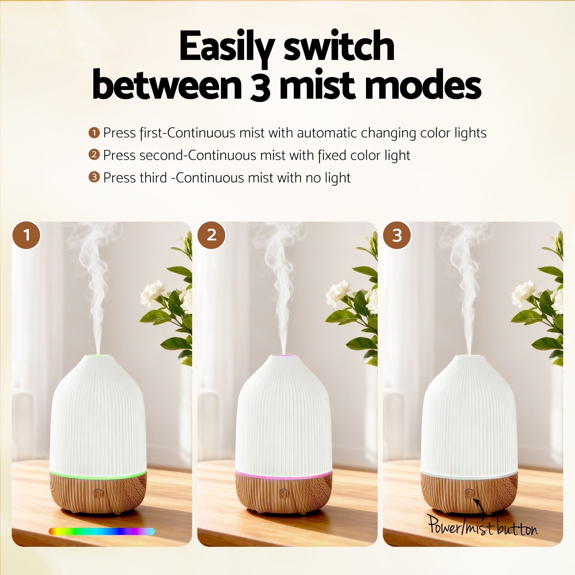 Devanti Ultrasonic Premium Aromatherapy Diffuser Aromatherapy 100ml LED Lights Iron Humidifier Forest
