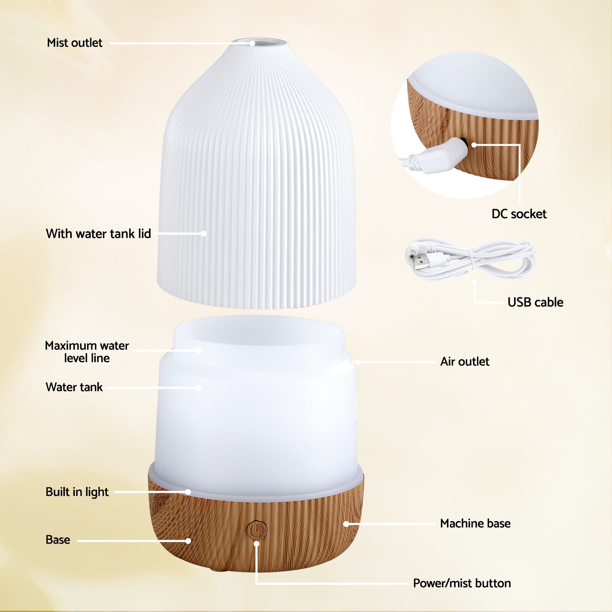 Devanti Ultrasonic Premium Aromatherapy Diffuser Aromatherapy 100ml LED Lights Iron Humidifier Forest