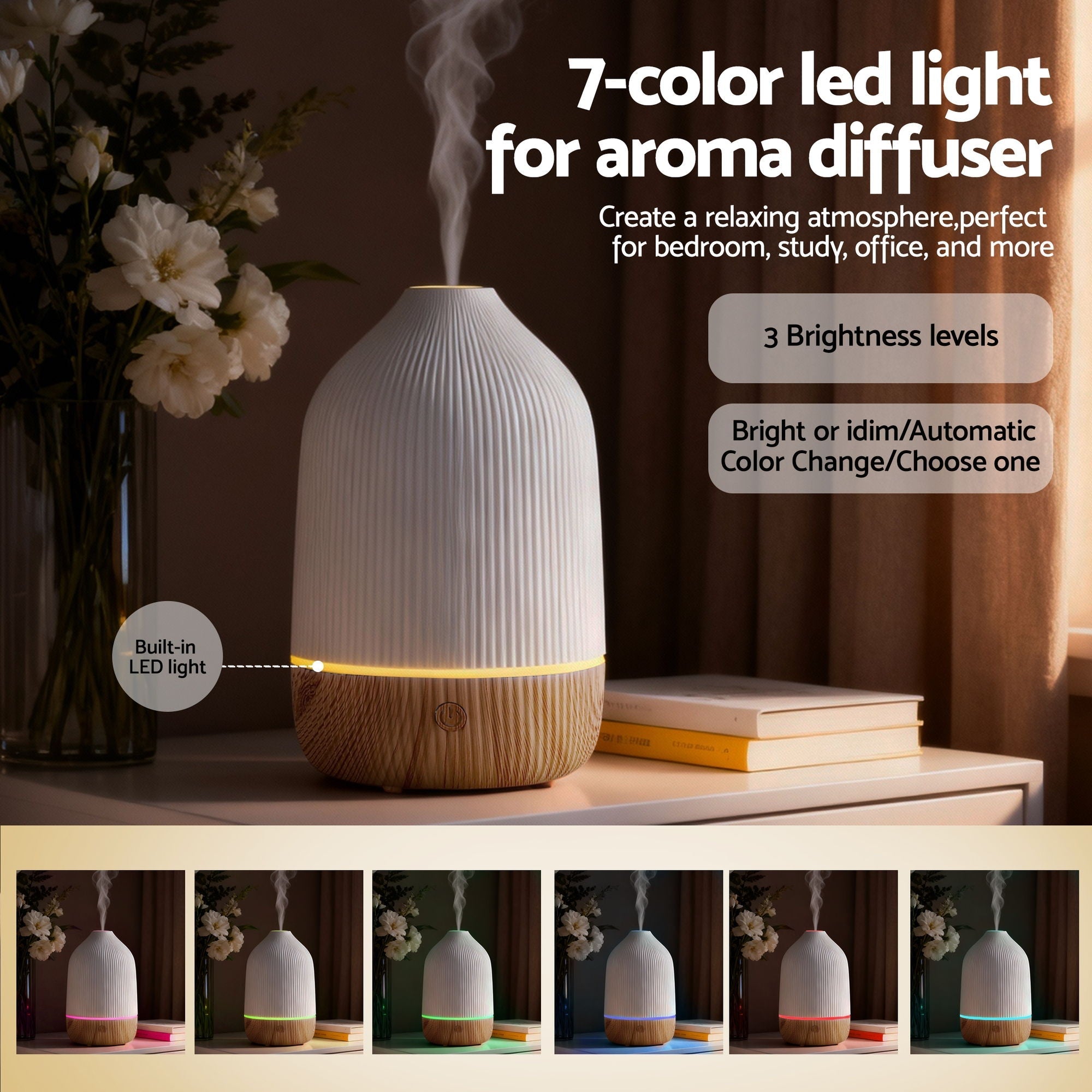 Devanti Ultrasonic Premium Aromatherapy Diffuser Aromatherapy 100ml LED Lights Iron Humidifier Forest