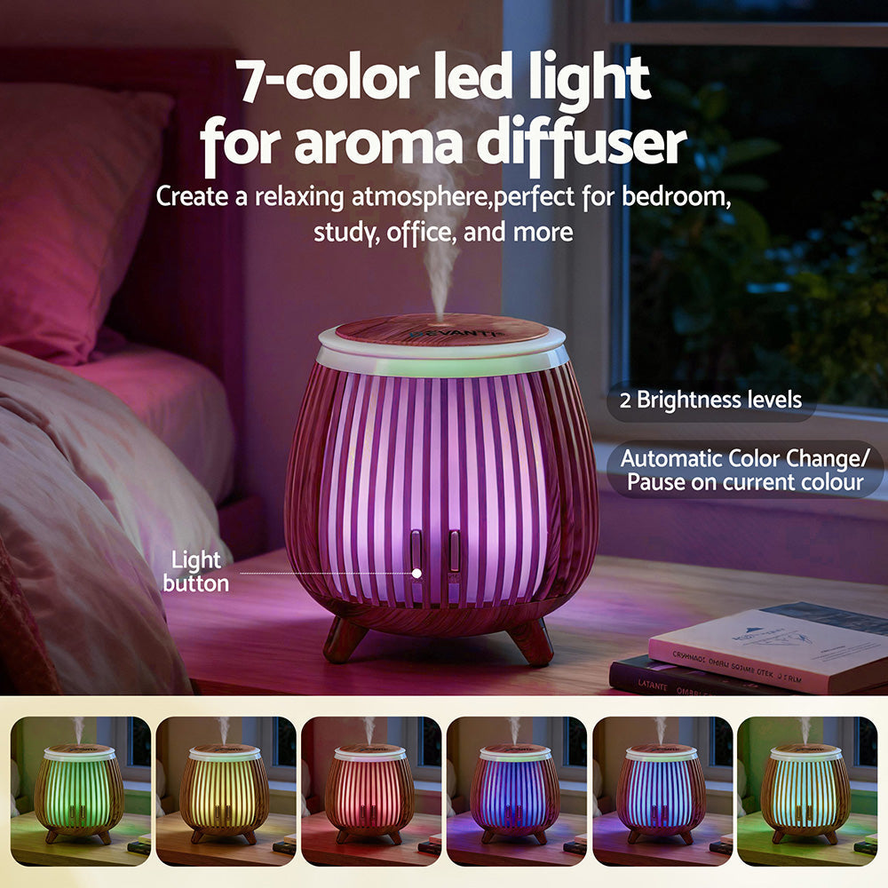 Devanti Ultrasonic Premium Aromatherapy Diffuser Aromatherapy 140ml LED Lights Iron Humidifier Forest Deep Wood