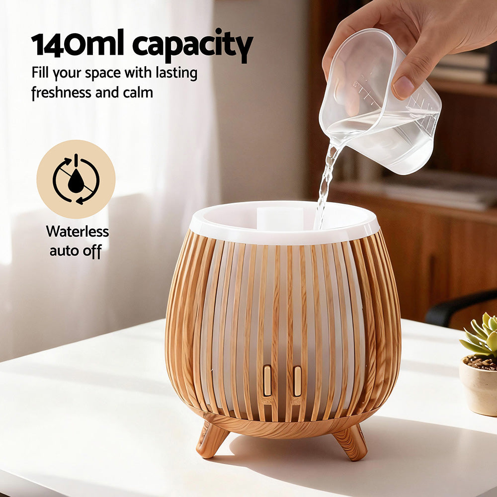 Devanti Ultrasonic Premium Aromatherapy Diffuser Aromatherapy 140ml LED Lights Iron Humidifier Forest Deep Wood