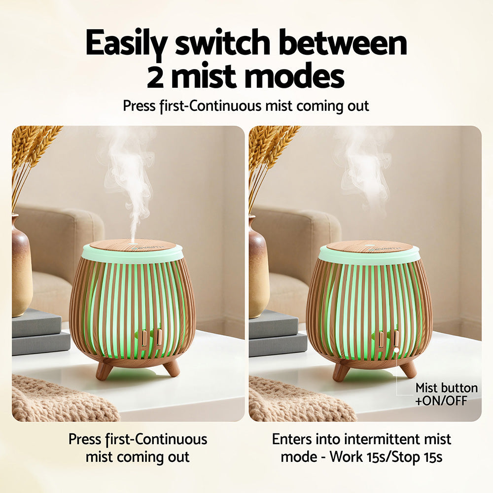 Devanti Ultrasonic Premium Aromatherapy Diffuser Aromatherapy 140ml LED Lights Iron Humidifier Forest Deep Wood