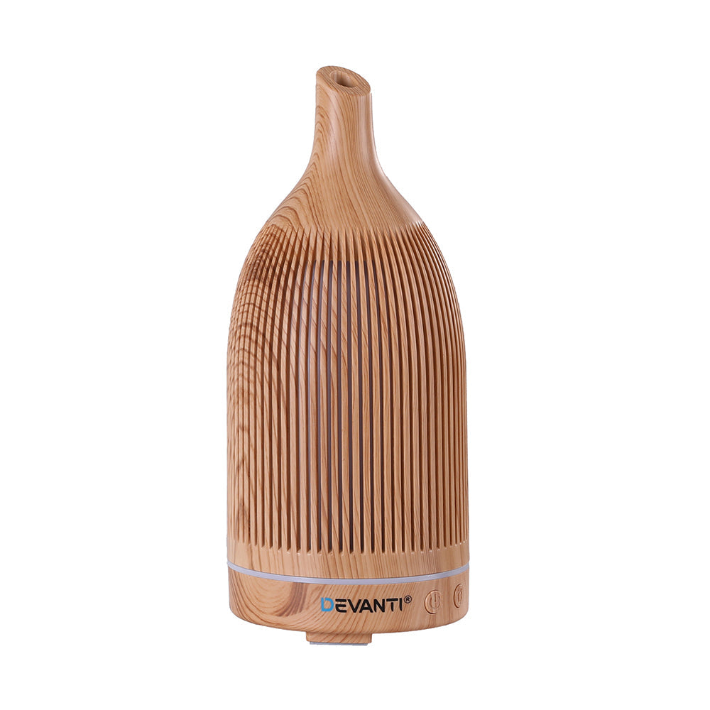 Devanti Ultrasonic Premium Aromatherapy Diffuser Aromatherapy 200ml LED Lights Iron Humidifier Forest Light wood grain