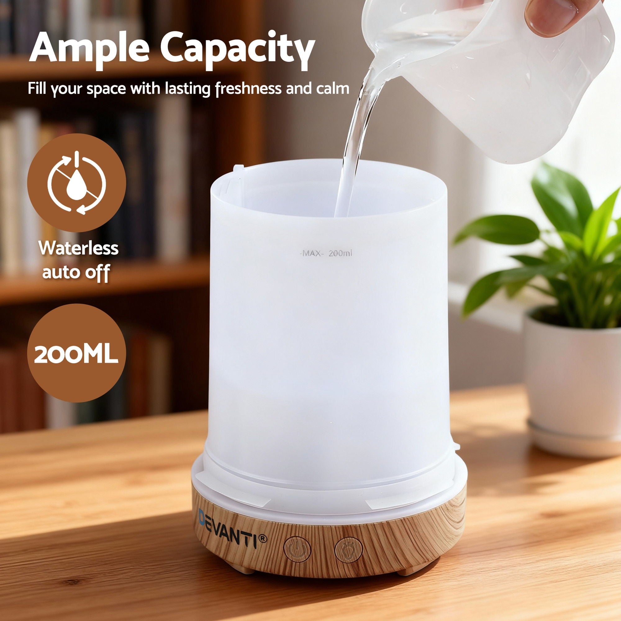 Devanti Ultrasonic Premium Aromatherapy Diffuser Aromatherapy 200ml LED Lights Iron Humidifier Forest