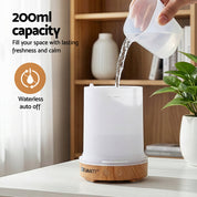 Devanti Ultrasonic Premium Aromatherapy Diffuser Aromatherapy 200ml LED Lights Iron Humidifier Forest Light wood grain