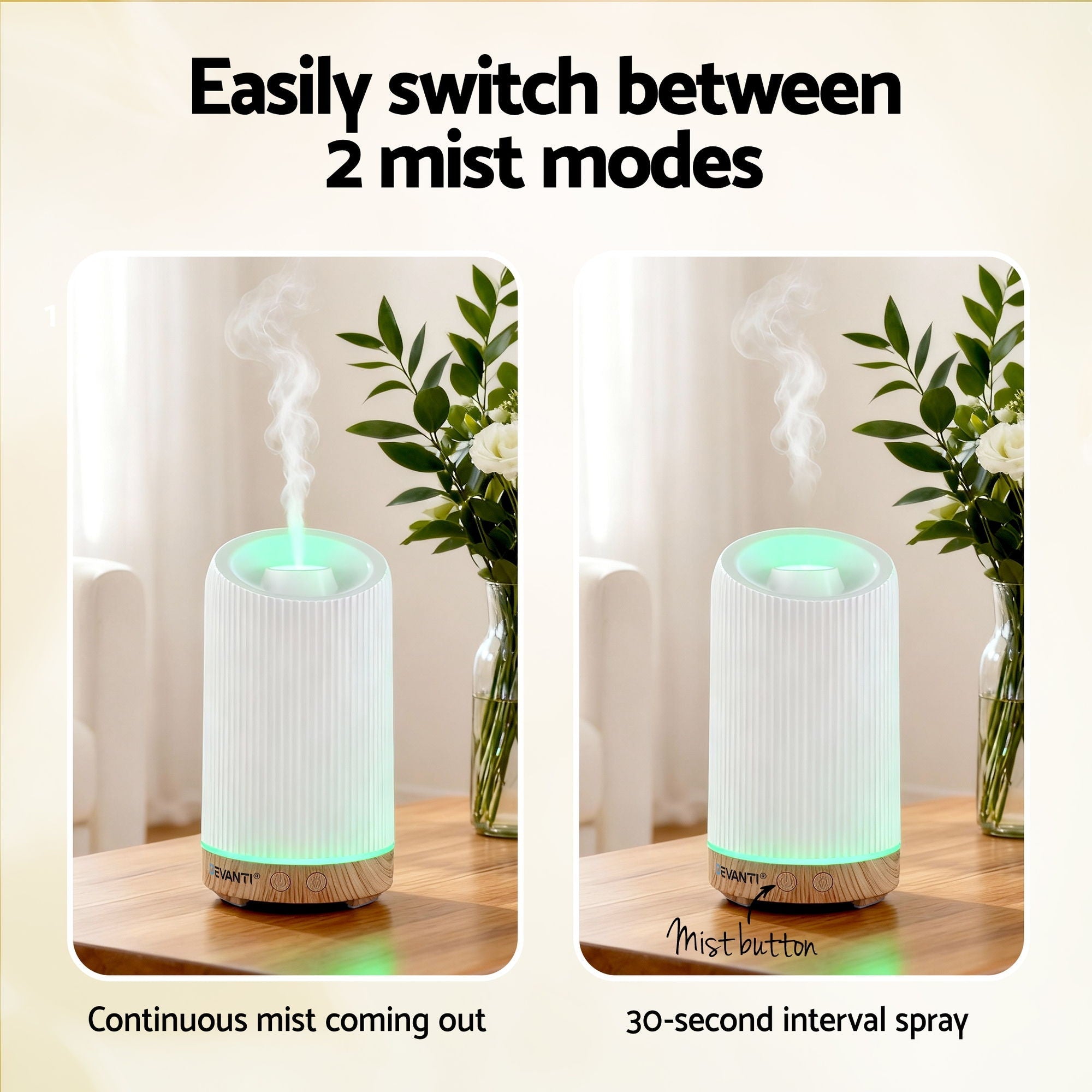Devanti Ultrasonic Premium Aromatherapy Diffuser Aromatherapy 200ml LED Lights Iron Humidifier Forest