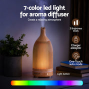 Devanti Ultrasonic Premium Aromatherapy Diffuser Aromatherapy 200ml LED Lights Iron Humidifier Forest Light wood grain