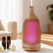 Devanti Ultrasonic Premium Aromatherapy Diffuser Aromatherapy 200ml LED Lights Iron Humidifier Forest Light wood grain
