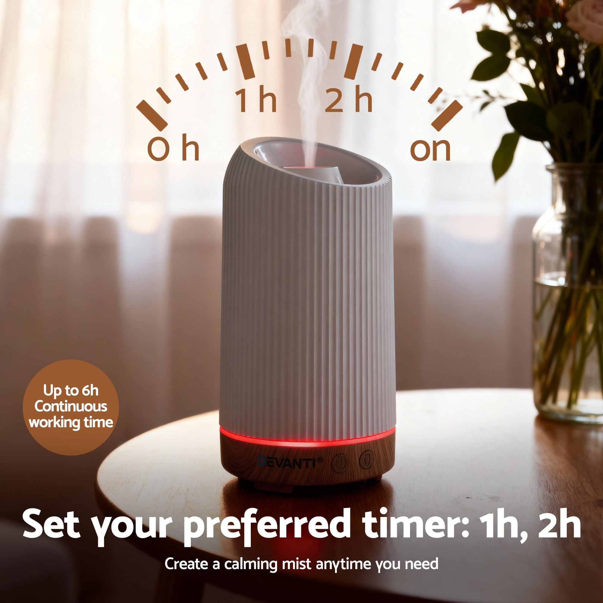 Devanti Ultrasonic Premium Aromatherapy Diffuser Aromatherapy 200ml LED Lights Iron Humidifier Forest