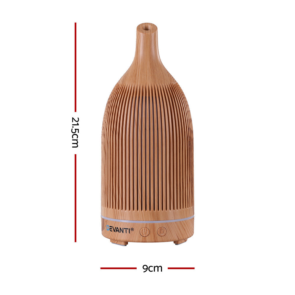 Devanti Ultrasonic Premium Aromatherapy Diffuser Aromatherapy 200ml LED Lights Iron Humidifier Forest Light wood grain