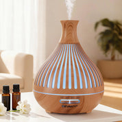 Devanti Ultrasonic Premium Aromatherapy Diffuser Aromatherapy 400ml LED Lights Iron Humidifier Forest Light wood grain