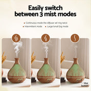 Devanti Ultrasonic Premium Aromatherapy Diffuser Aromatherapy 400ml LED Lights Iron Humidifier Forest Light wood grain