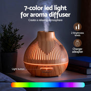 Devanti Ultrasonic Premium Aromatherapy Diffuser Aromatherapy 400ml LED Lights Iron Humidifier Forest Light wood grain