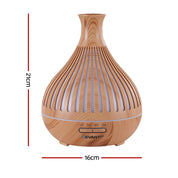 Devanti Ultrasonic Premium Aromatherapy Diffuser Aromatherapy 400ml LED Lights Iron Humidifier Forest Light wood grain