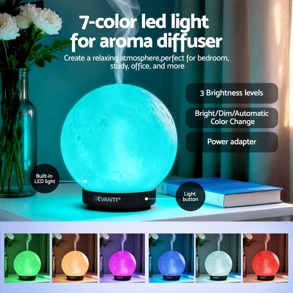 Devanti Ultrasonic Premium Aromatherapy Diffuser Aromatherapy Moon Lamp 100ml