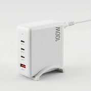 Devanti USB C Charger 100W Fast Charger 4 Port GaN Desktop Station White