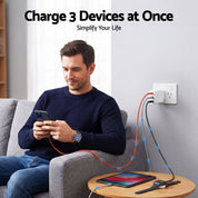 Devanti USB C Charger 30W Fast Charger 3 Port PD Charging Block White