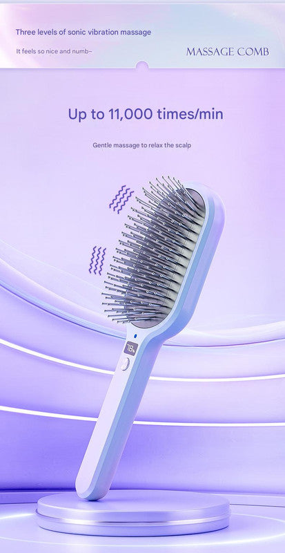 Electric Ionic Vibrating Massage Hairbrush - 3-Mode Sonic Scalp Therapeutic Massager & Detangler with LCD Display(Red)
