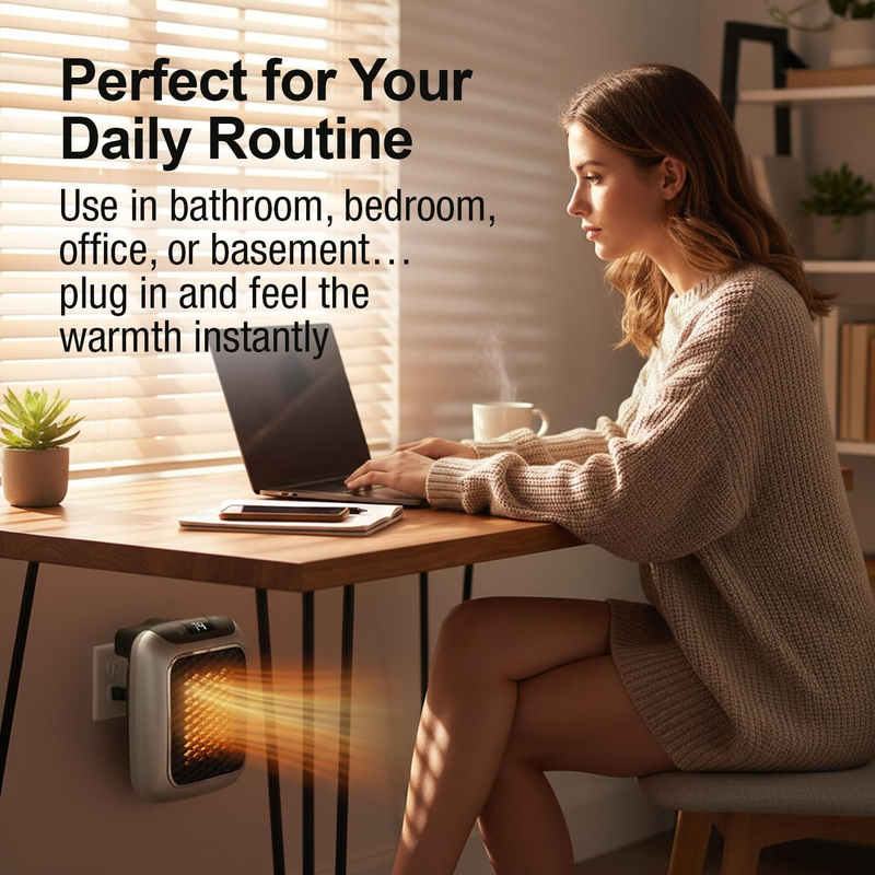 Electric radiators - Rechargeable air heater with remote control, Mini ceramic  PTC fan heater, bathroom, energy saving, Quiet heating, 1200W heater with 12-hour timer, thermostat