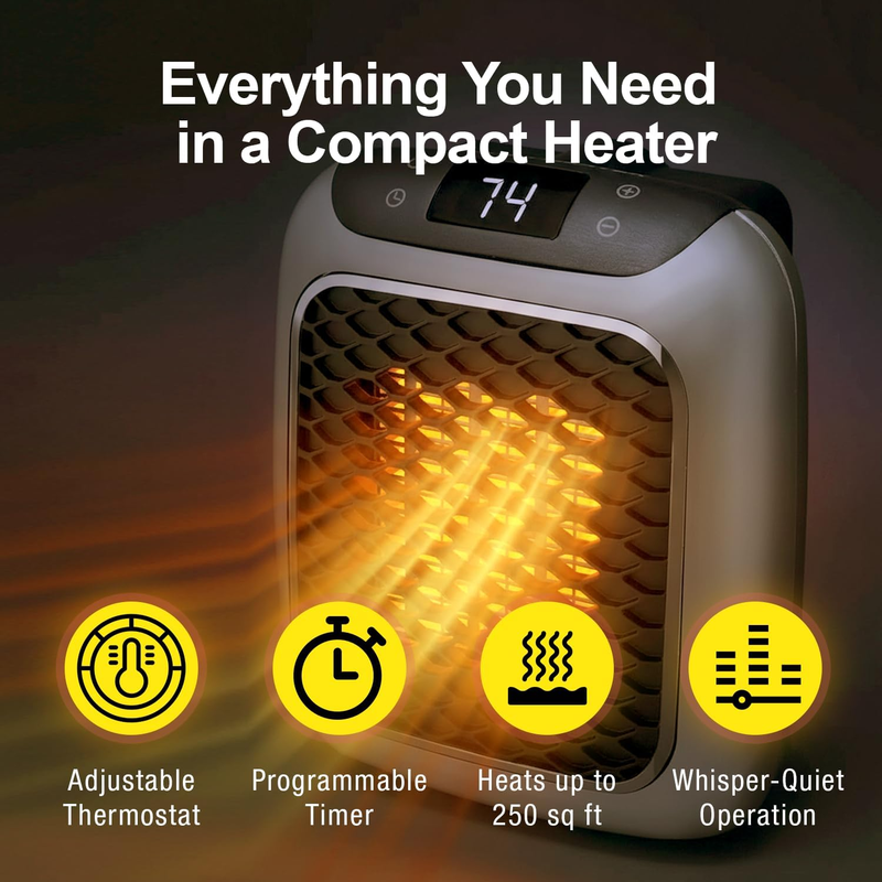Electric radiators - Rechargeable air heater with remote control, Mini ceramic  PTC fan heater, bathroom, energy saving, Quiet heating, 1200W heater with 12-hour timer, thermostat