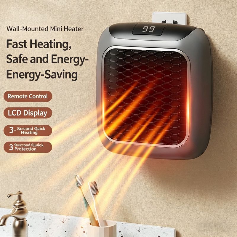 Electric radiators - Rechargeable air heater with remote control, Mini ceramic  PTC fan heater, bathroom, energy saving, Quiet heating, 1200W heater with 12-hour timer, thermostat