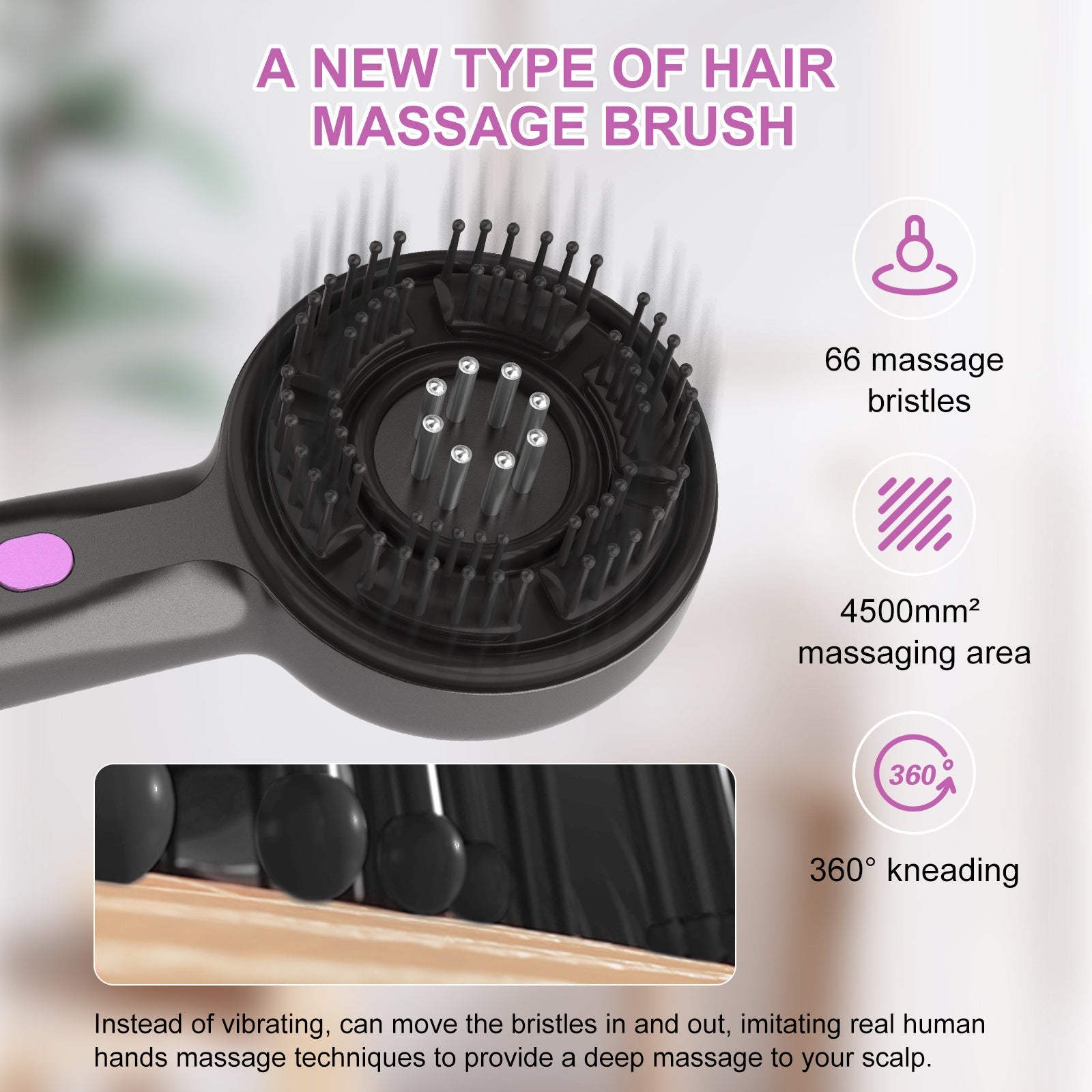 Electric Scalp Therapeutic Massager & Essential Oil Applicator Brush - 360 Kneading, 3 Modes, USB-C Rechargeable(red)