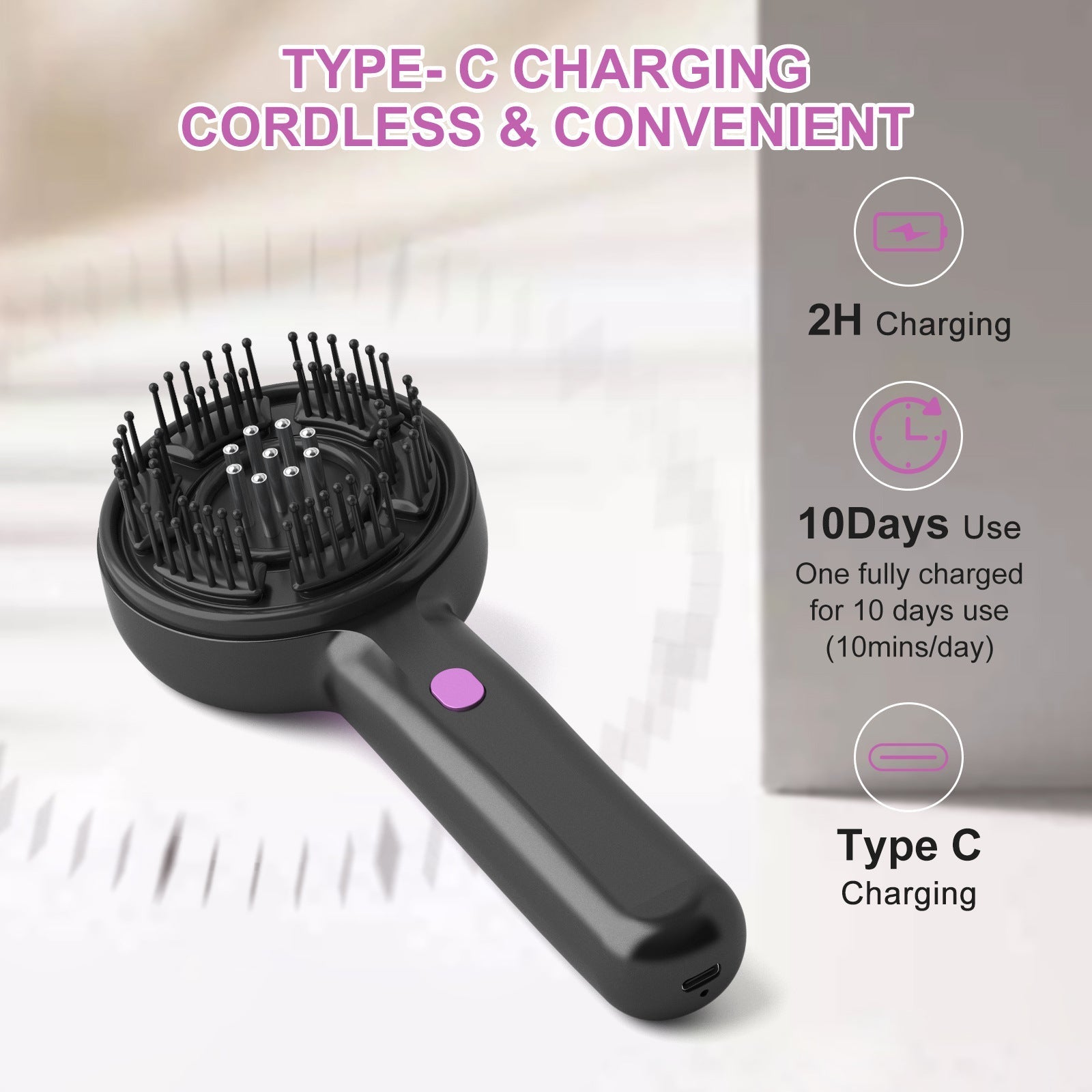 Electric Scalp Therapeutic Massager & Essential Oil Applicator Brush - 360 Kneading, 3 Modes, USB-C Rechargeable(red)