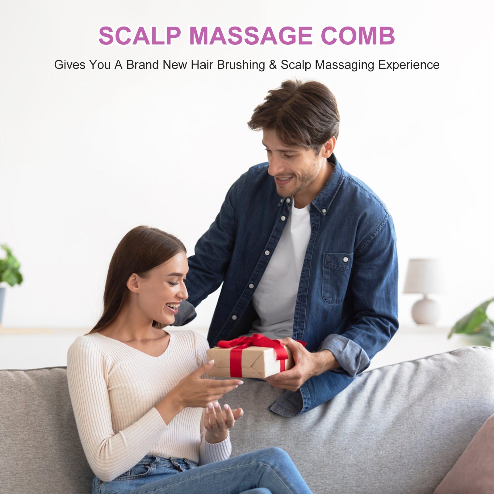 Electric Scalp Therapeutic Massager & Essential Oil Applicator Brush - 360 Kneading, 3 Modes, USB-C Rechargeable(red)