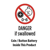 Warning symbol for danger of swallowing coin/button batteries in Essential Oil Aroma Diffuser